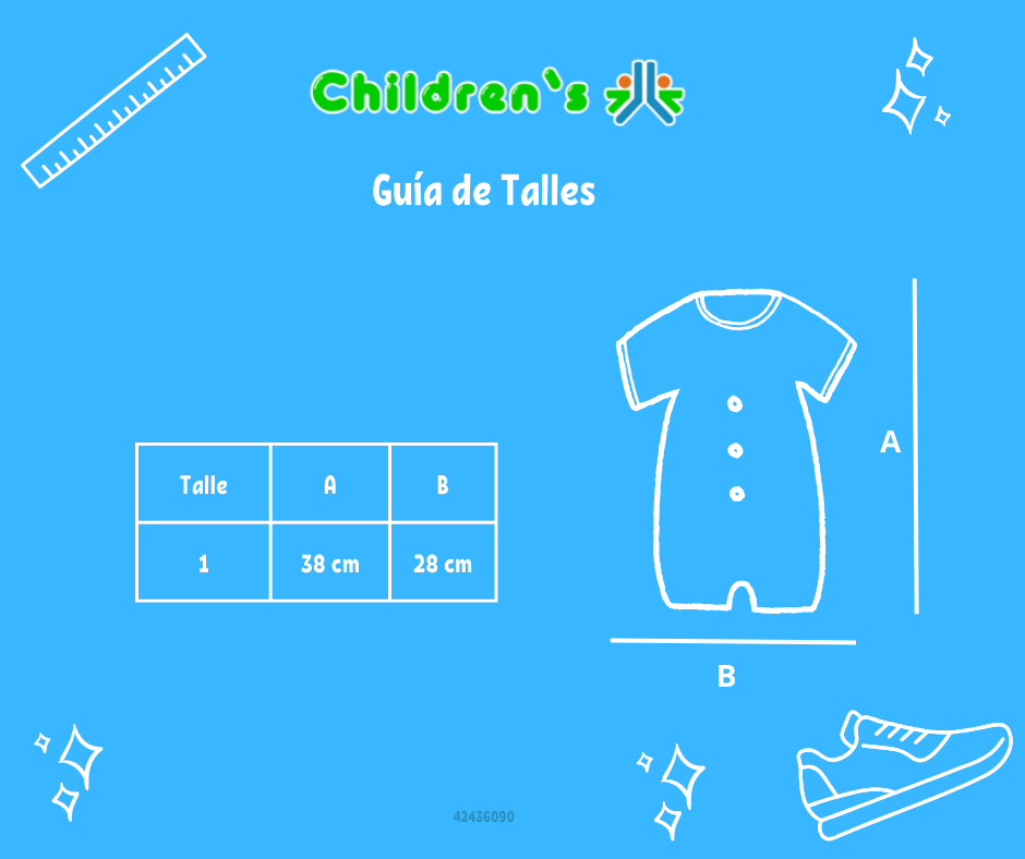 Guia de talles Enteritos Babucha Batista con punto smock bordado