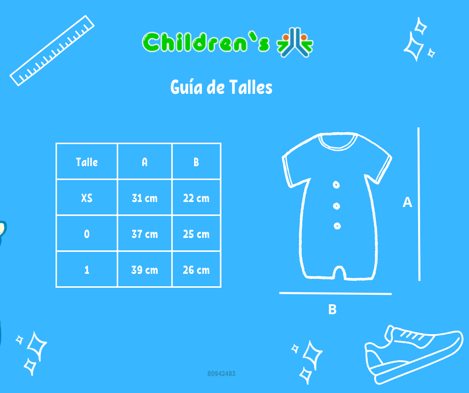 Guia de talles Enteritos Babucha  Batista labrado con bordado en cuello