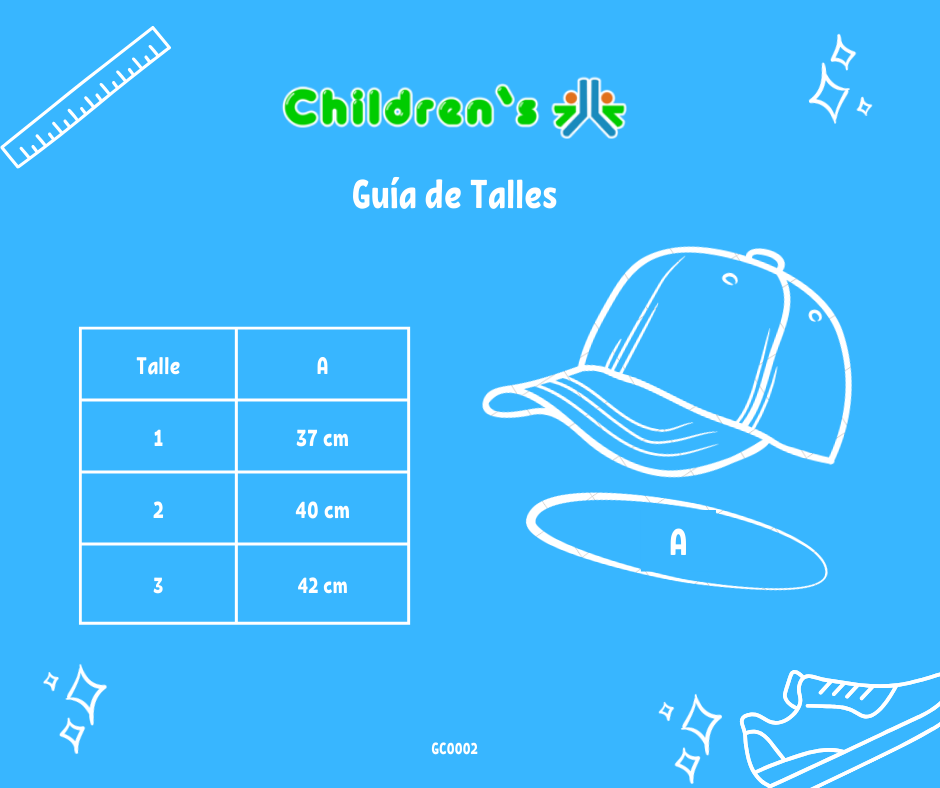 Guia de talles Gorro Cap con Visera en tela camisera