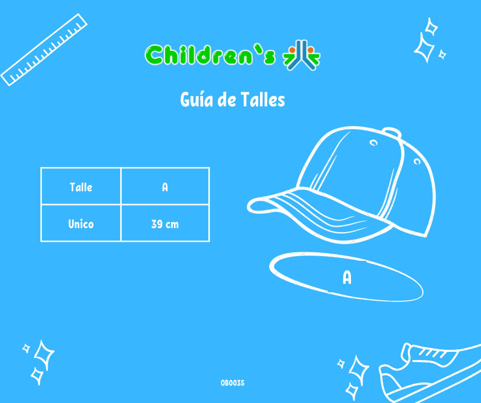 Guia de talles Gorro Cap Pique tipo cuadrado con visera Bebe