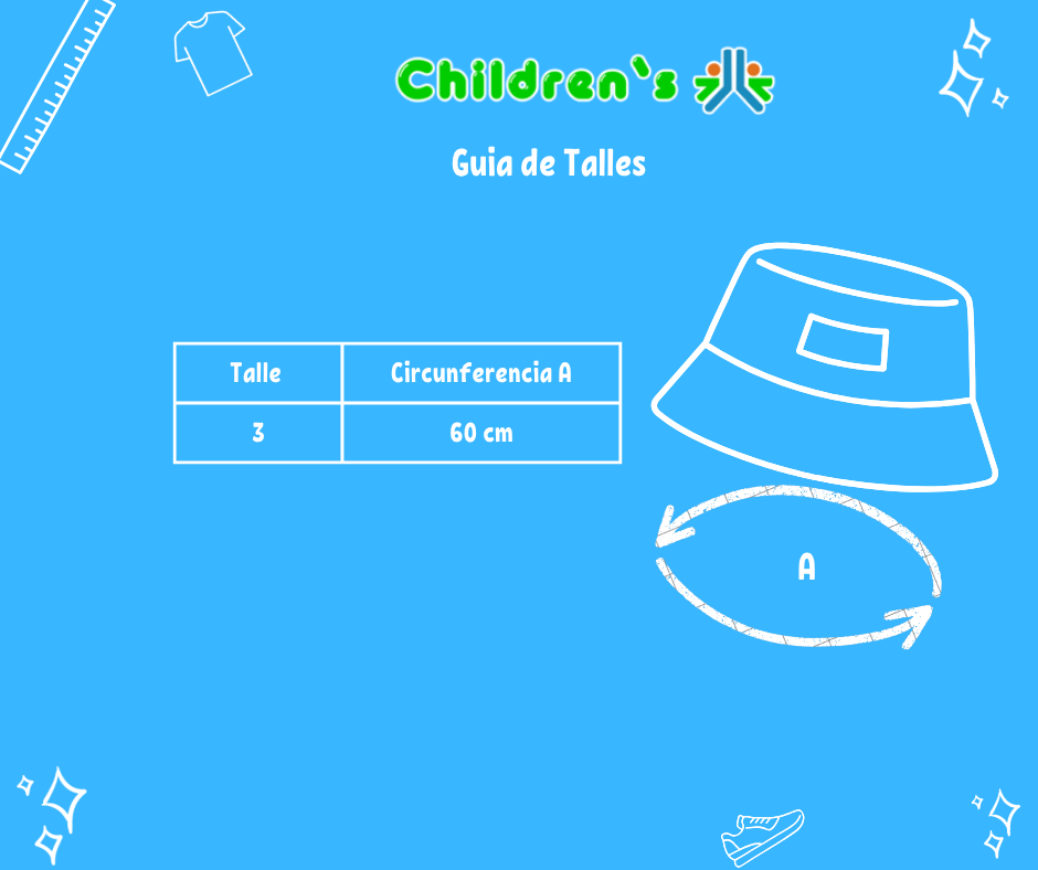 Guia de talles Gorro Piluso Cuadrille celeste blanco