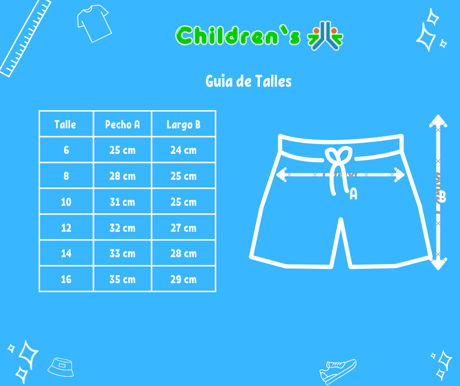 Guia de talles Short Algodon Rustico Jaspeado Con Cintura