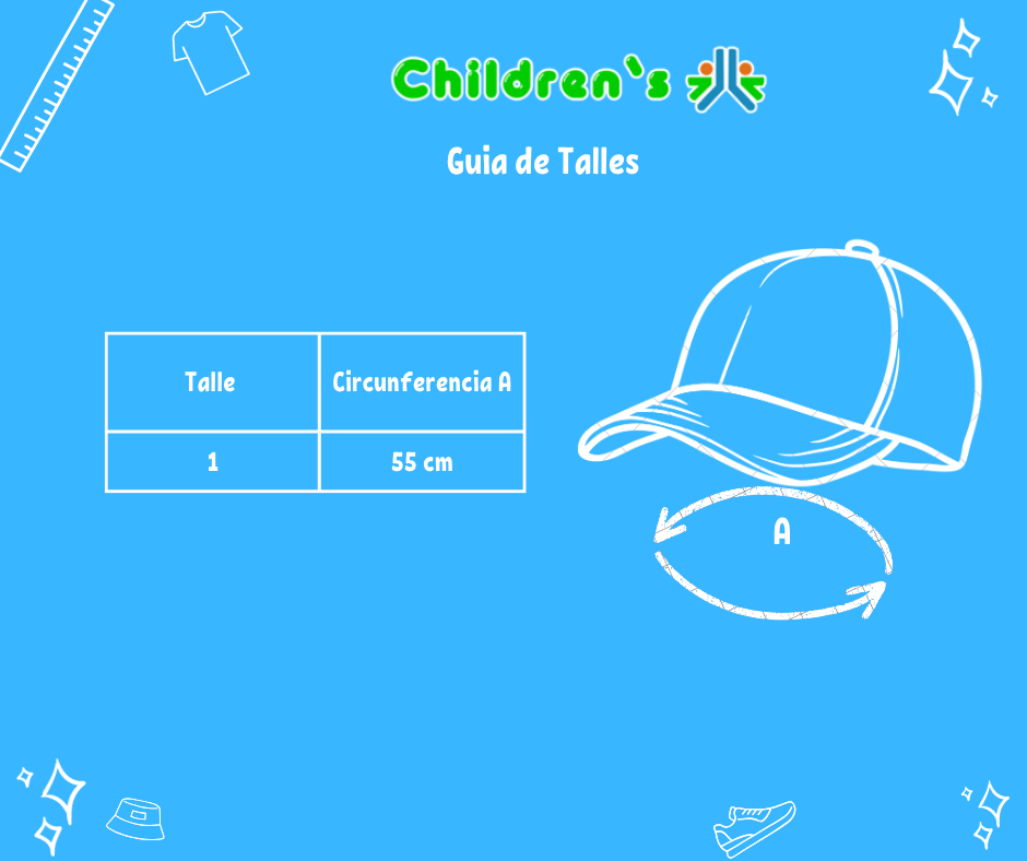 Guia de talles Gorro Cap Visera Hello Kitty con Glitter y Lentejuelas Regulable