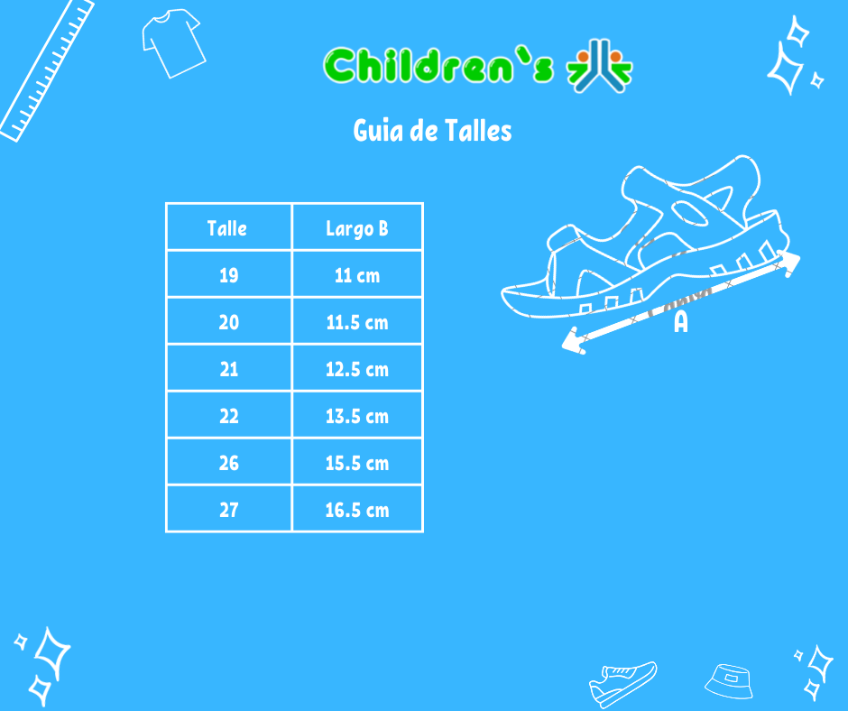 Guia de talles Sandalia de Cuerina con Doble Velcro y Brillo