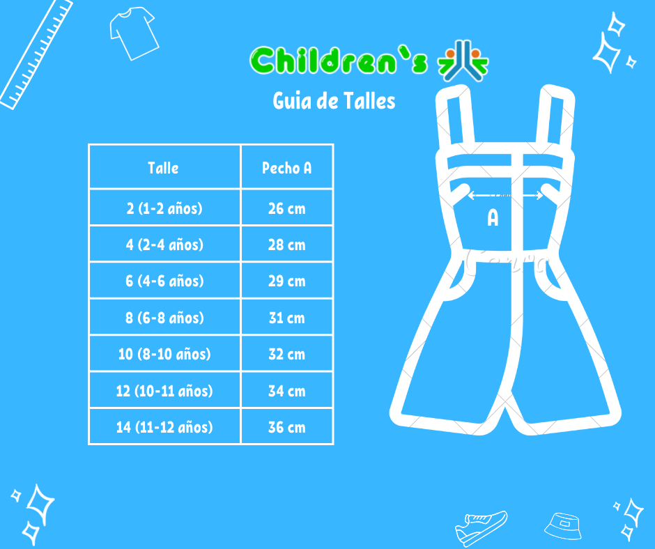 Guia de talles Enterito Mono Algodon Estampado Con Flores Y Strass