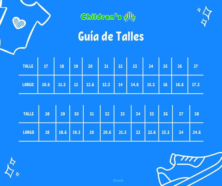 Guia de talles Zapatilla de cuerina con velcro