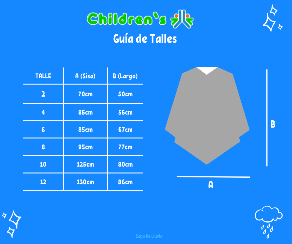 Tabla de talles — Capa de Lluvia Silver