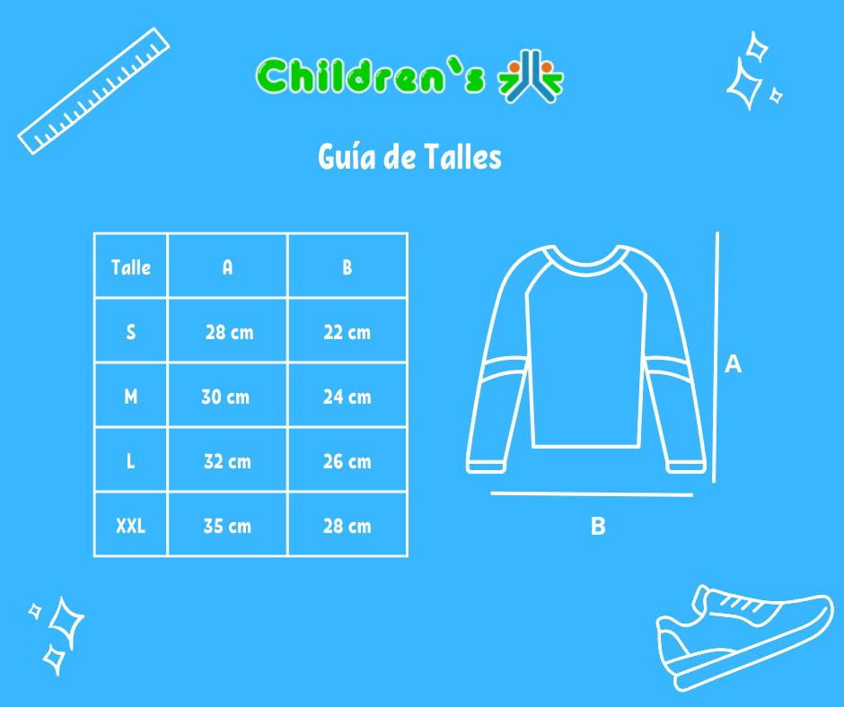 Guia de talles Remera Manga Larga Estampada