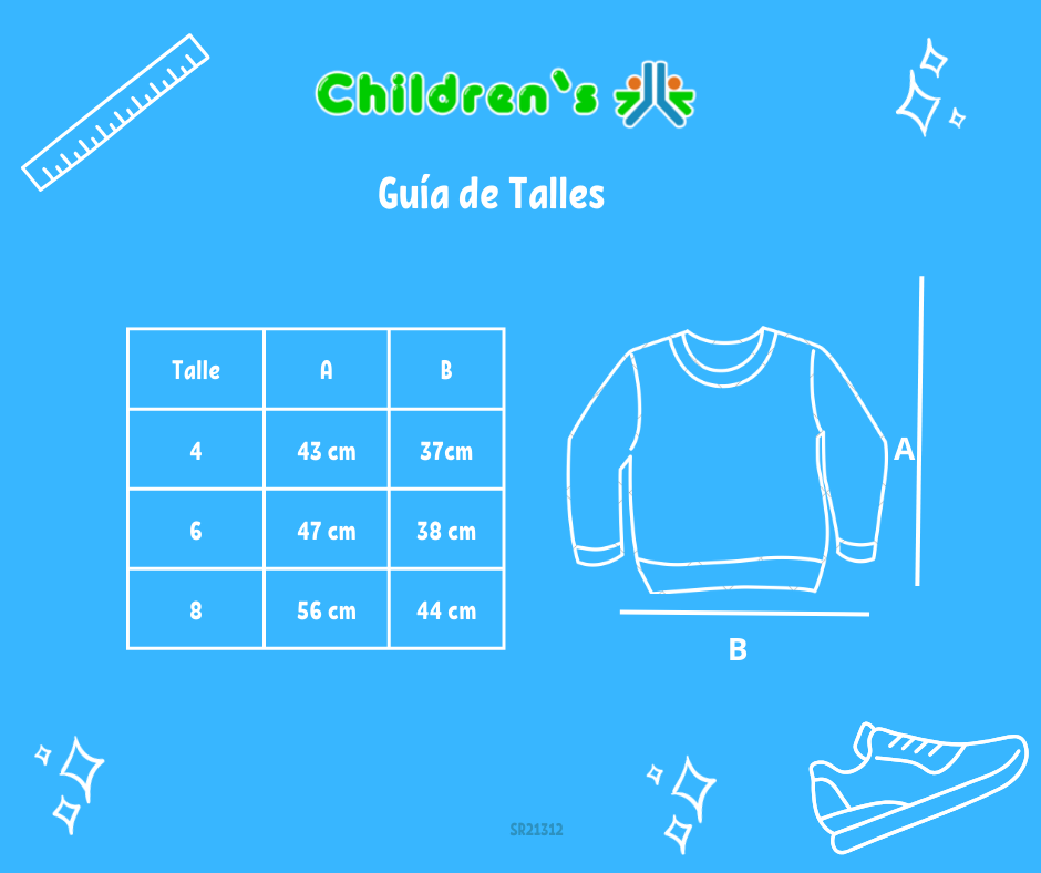 Guia de talles Buzo de Friza Estampado