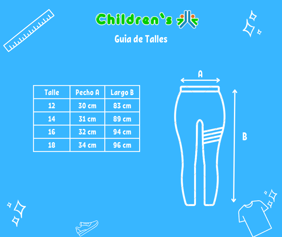 Guia de talles Calza Bremer Con Cierre Estampada