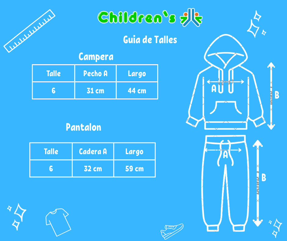 Guia de talles Conjunto Campera y Pantalon Acetato