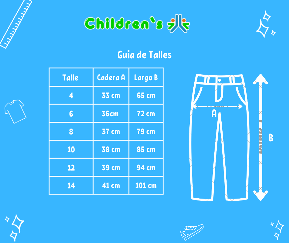 Guia de talles Pantalon Gabardina Con Spandex