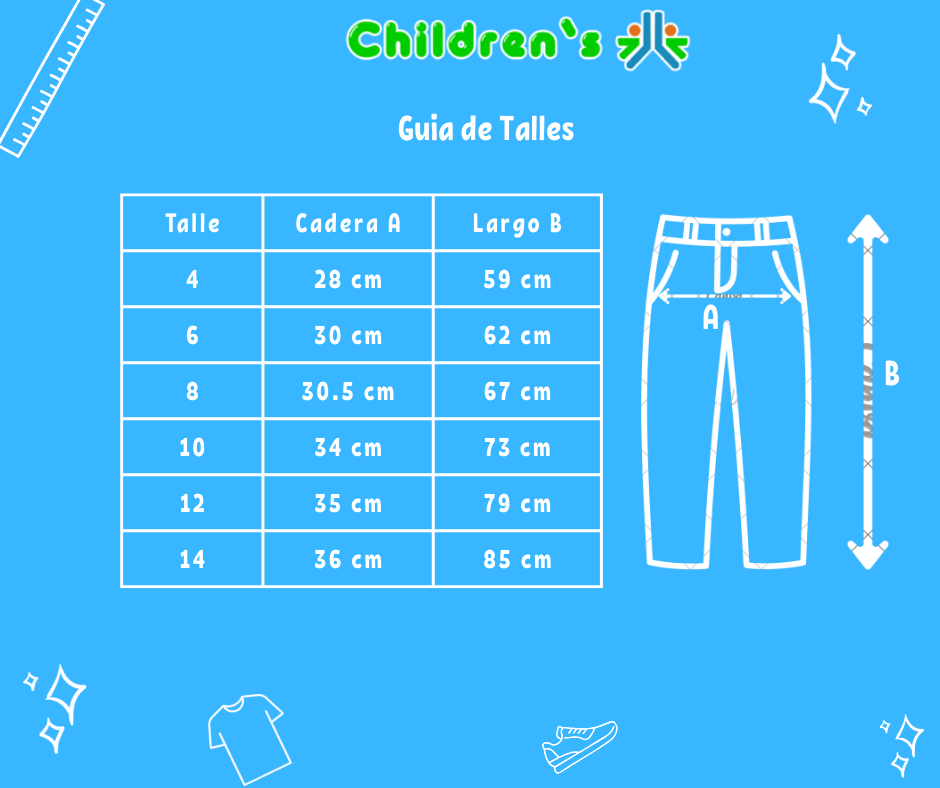 Guia de talles Pantalon Gabardina Elastizado