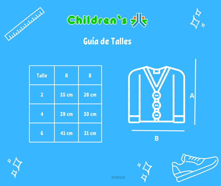 Guia de talles Cardigan Tejido de Cashmilon  Niño Escoces Varon