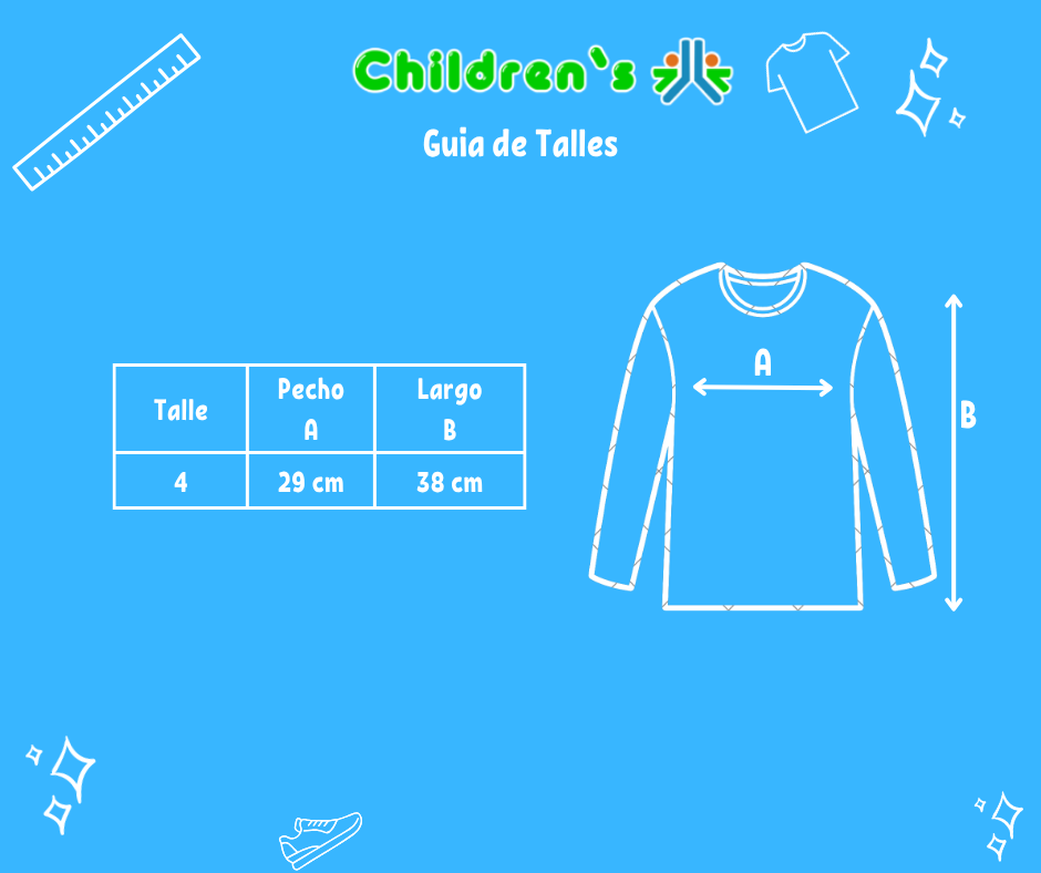 Guia de talles Sweater Rayado Rosa y Fucsia Niña