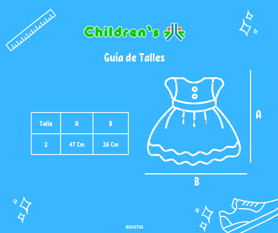 Guia de talles Vestido de Bautismo Puños y pechera Bordadas