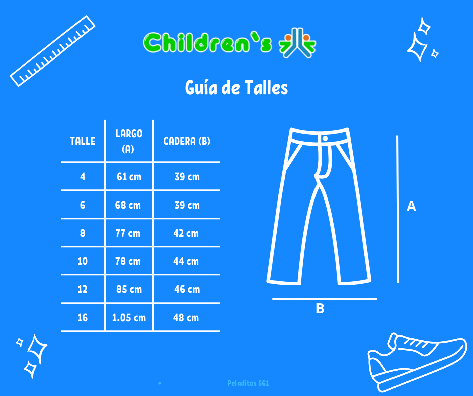 Guia de talles Pantalon Corderoy