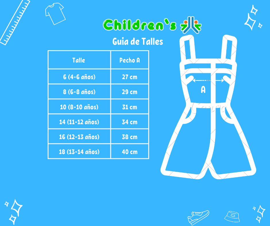 Guia de talles Enterito Mono Algodon Estampado Con Volados