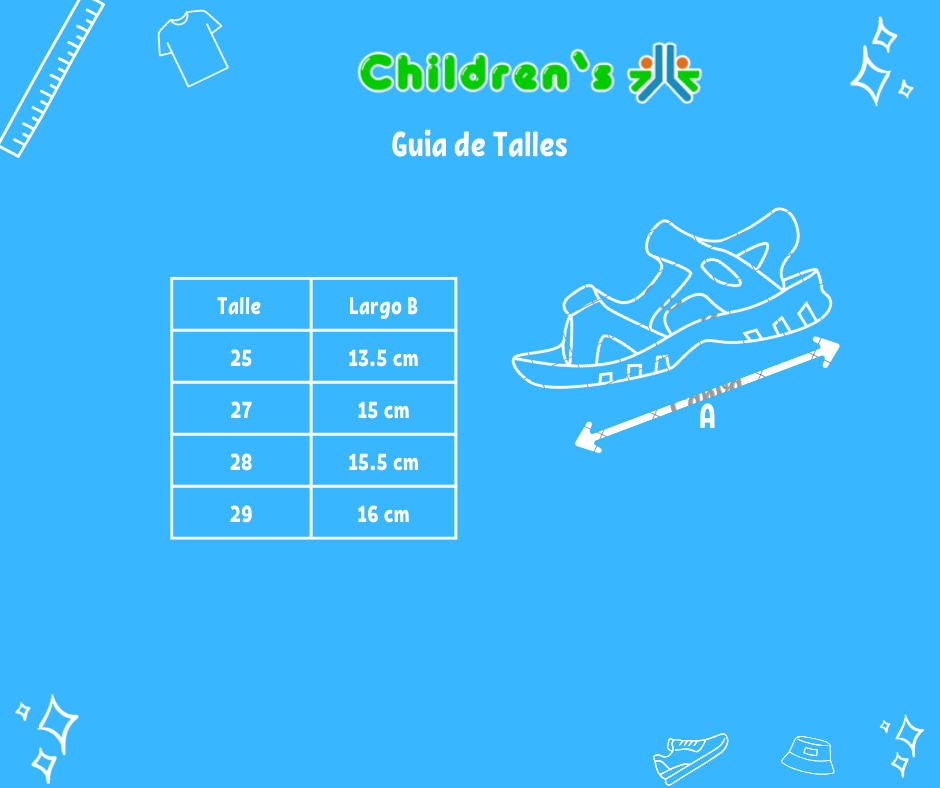 Guia de talles Sandalia Goma Eva con Velcro