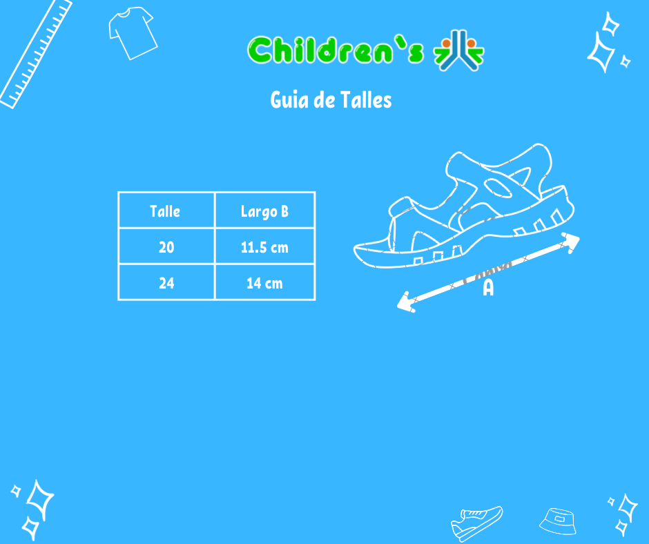 Guia de talles Sandalia Todo Goma 2 Velcros