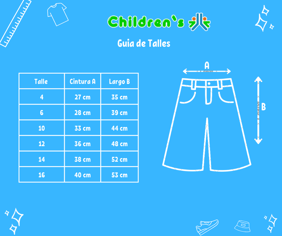 Guia de talles Bermuda Jean Lavado Varon