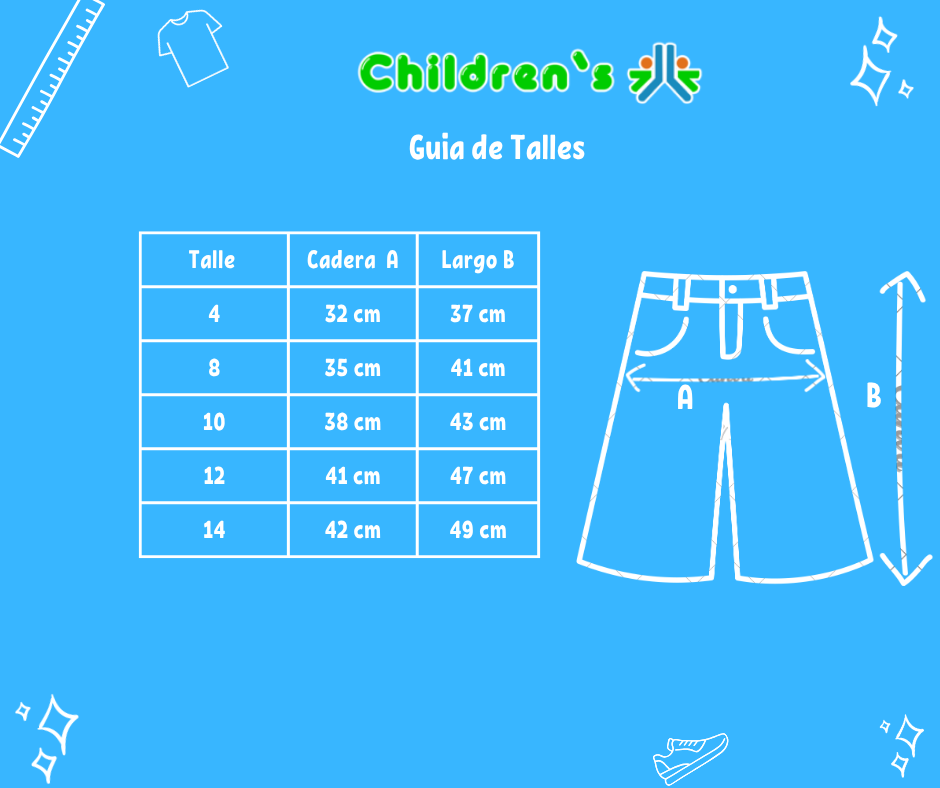 Guia de talles Bermuda Algodon Con Bolsillo Camuflada