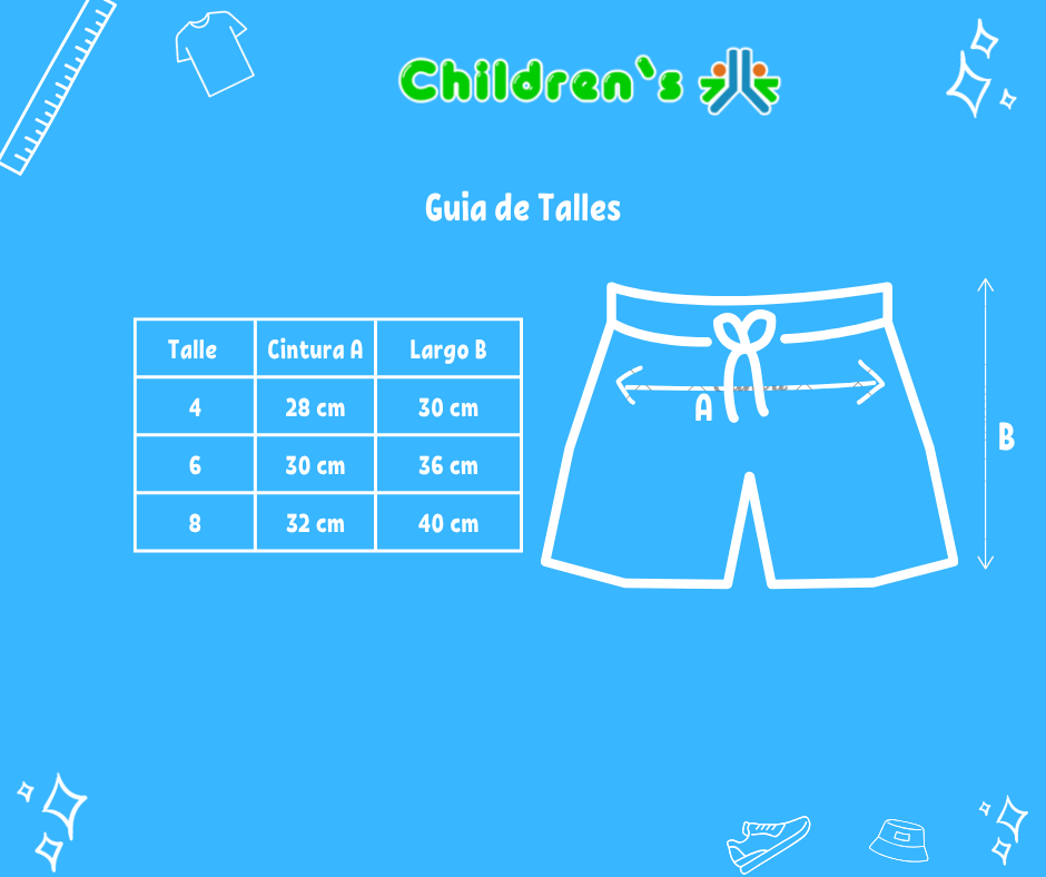 Guia de talles Bermuda de algodon rustico de varon con escudo