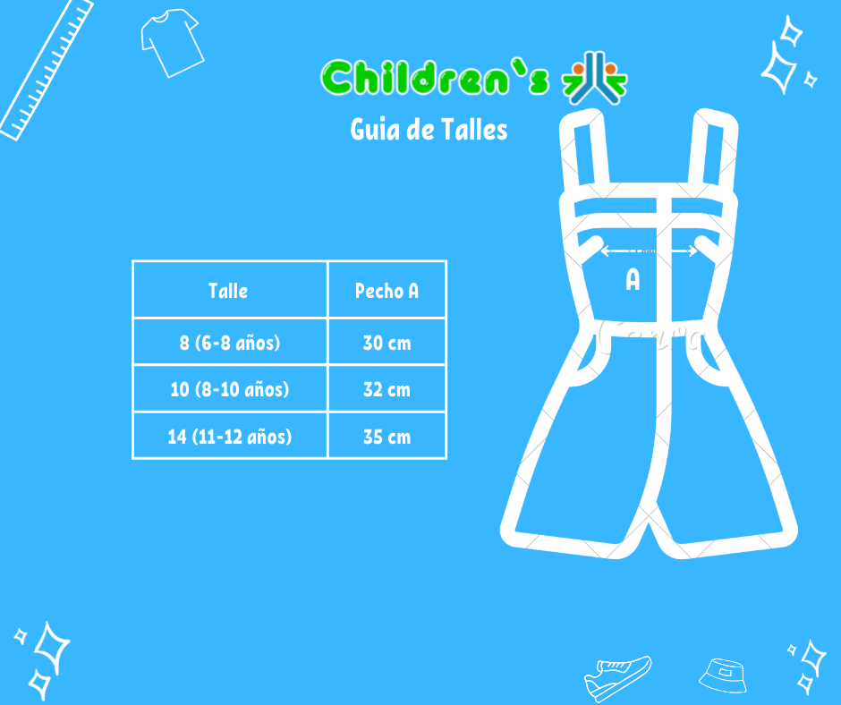 Guia de talles Mono Estampado  Algodon Rayado Y Con Detalles En Brillo