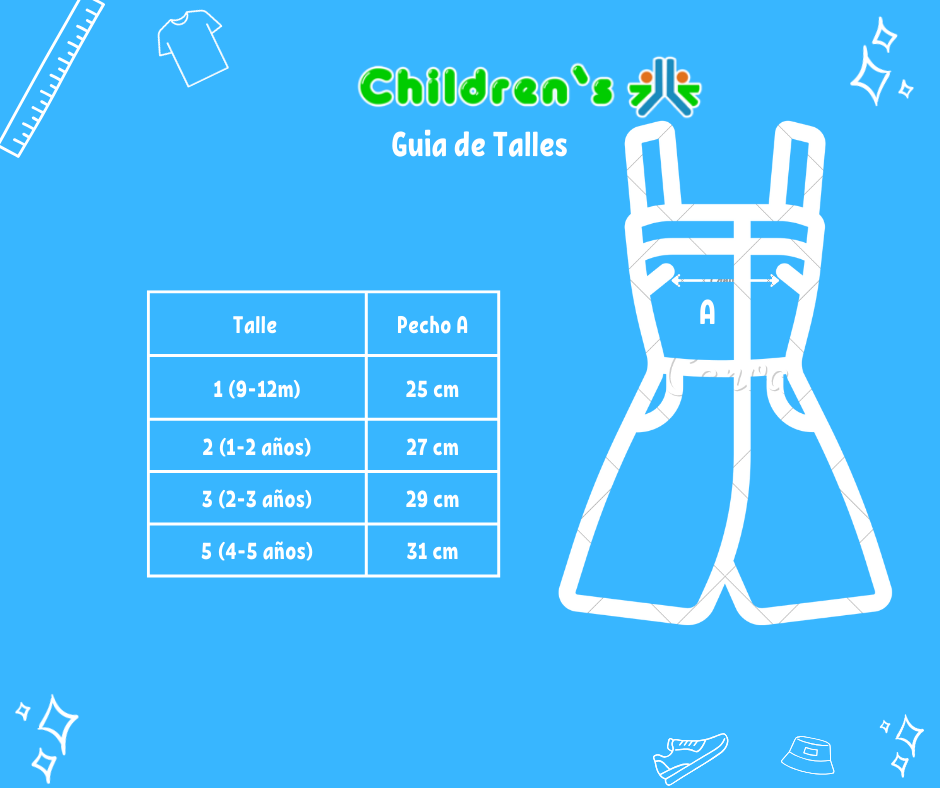 Guia de talles Enterito Mono Algodon Rayado