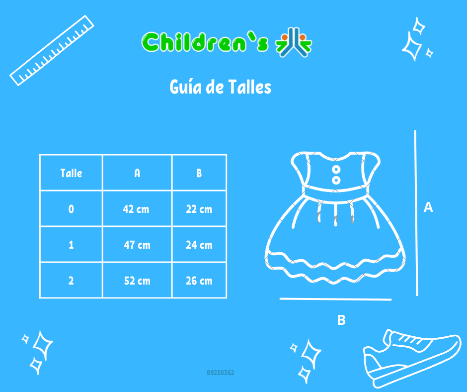 Guia de talles Vestido Punto Smock y punto rococo en gasa