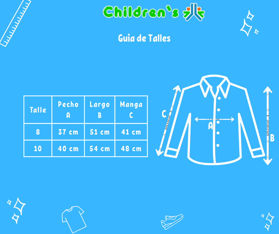 Guia de talles Camisa Manga Larga Escocesa Con Bolsillo