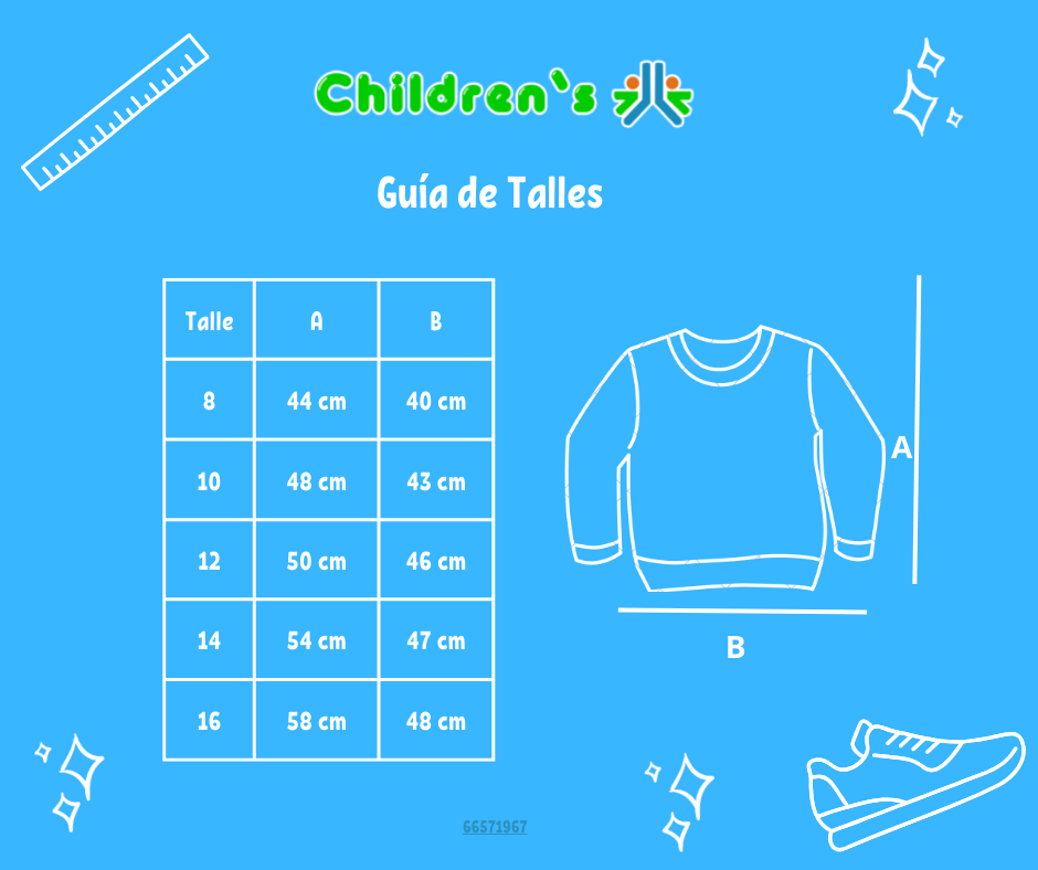 Guia de talles Buzo Frizado Con Puño Con Brillo "L´amour Toujours"