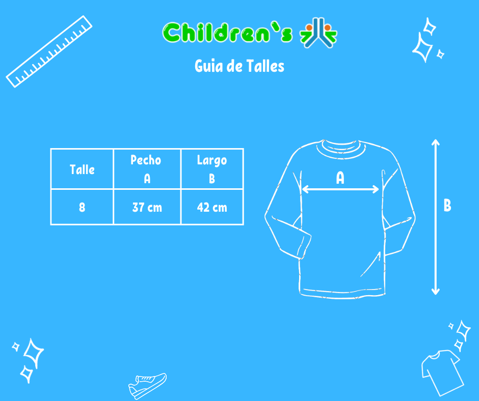 Guia de talles Remera Bremer Estampada Multicolor Manga Larga Con Bolsillo de Cuero y Tachas