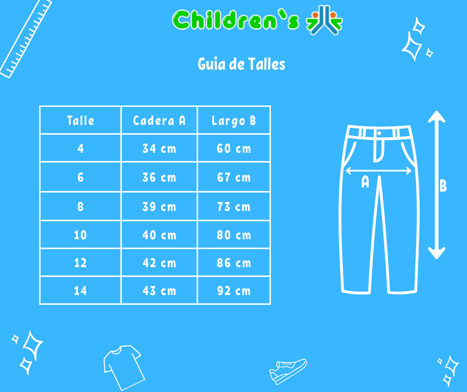 Guia de talles Pantalon Gabardina  Spandex