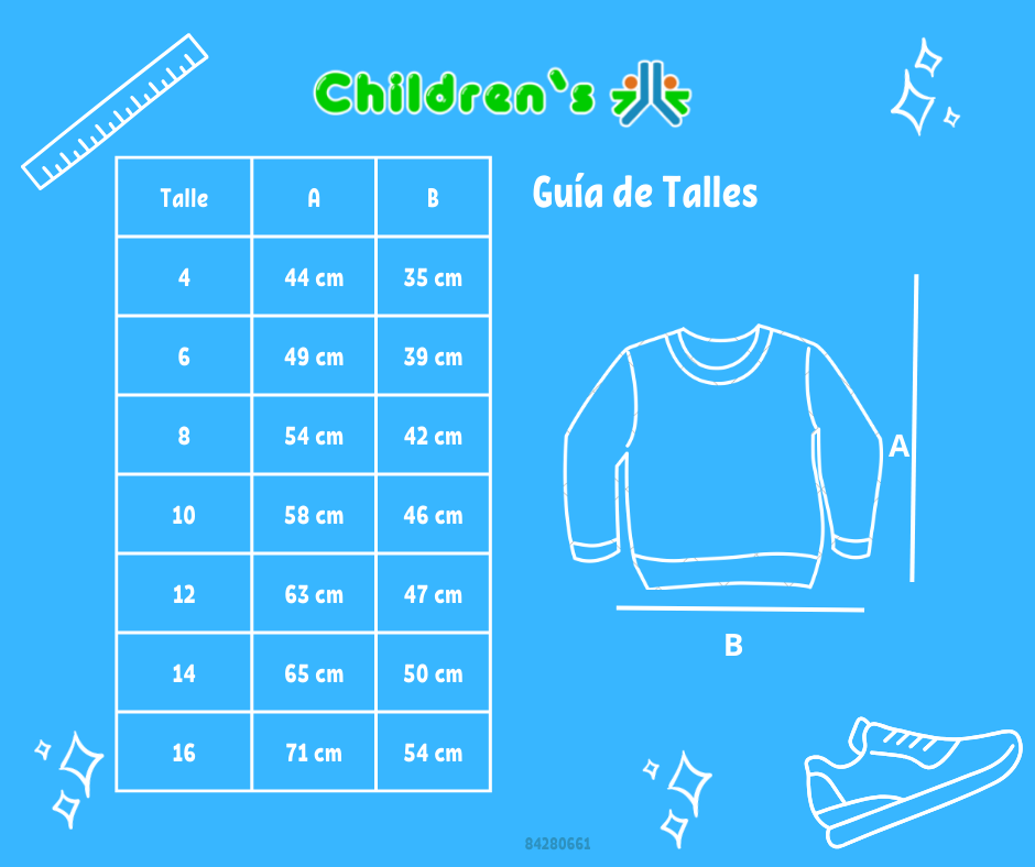 Guia de talles Buzo Gamuzado Estampado Con Puño y Cintura