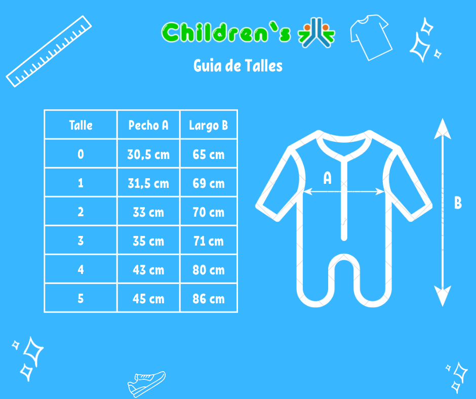 Guia de talles Enterito Frizado con pie de cuerina - Dormilon