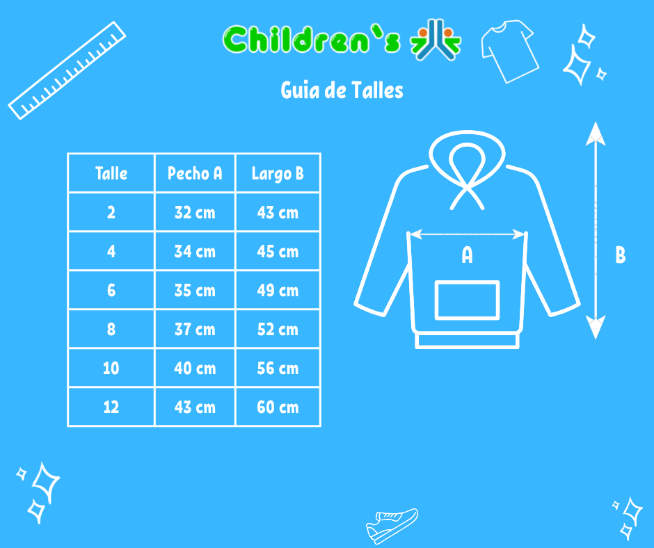 Guia de talles Buzo con Capucha Nena Polar
