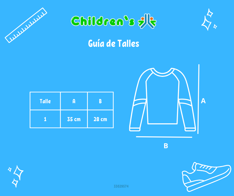Guia de talles Remera Manga Larga de Nena Estampada Con Volados Puntillita