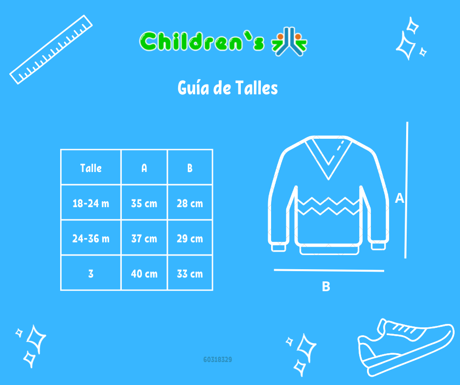 Guia de talles pullover melange nena bordado