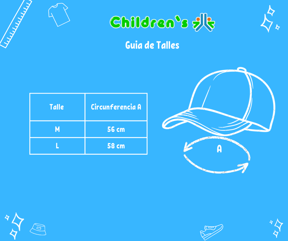 Guia de talles Gorro Cap Barbie - "Urban Glitter" - Letras Glitter Regulable