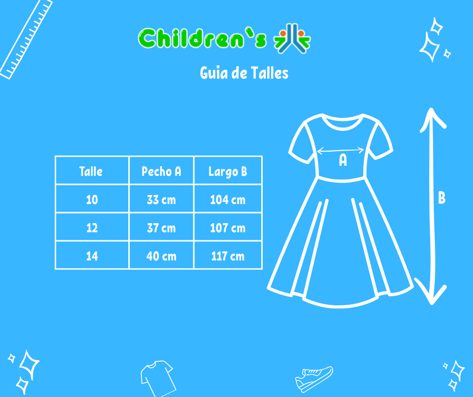 Guia de talles Vestido de Comunion Tul Bordado Con Faja