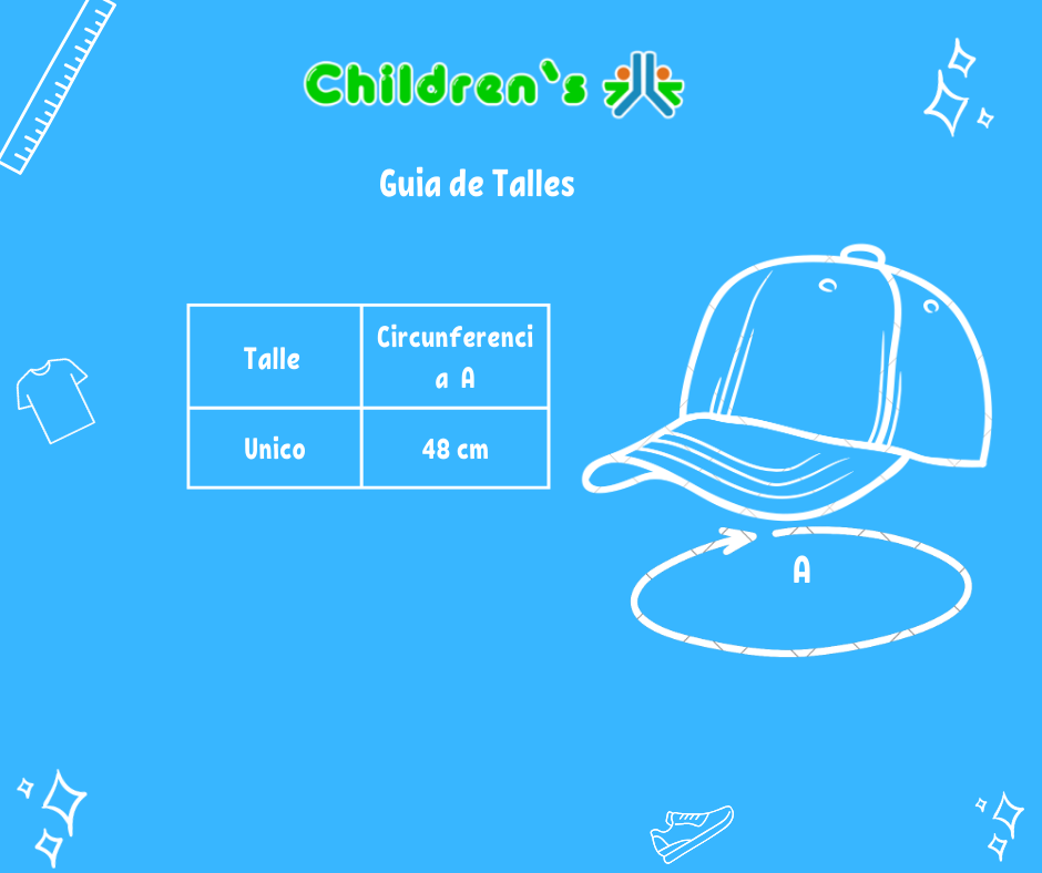 Guia de talles Gorro Cap - Mariposas Bordadas Regulable