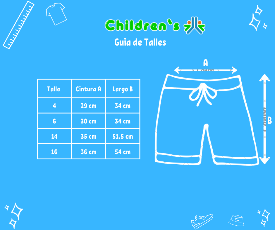 Guia de talles Short de Baño Microfibra Con Elastico en Cintura Estampado