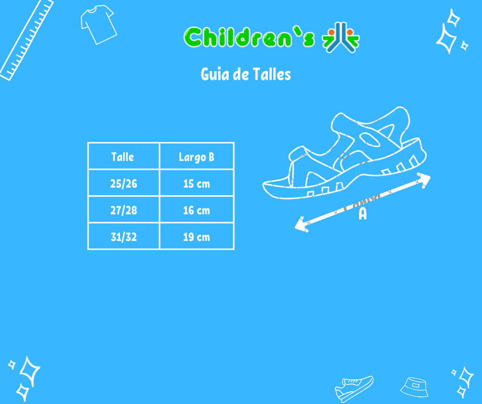 Guia de talles Sandalia 2 Velcros de Goma y Macrame de Barbie