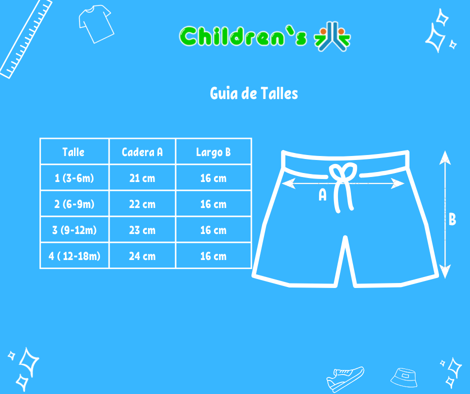 Guia de talles Malla de Baño Short de Lycra Con Rayas Combinado