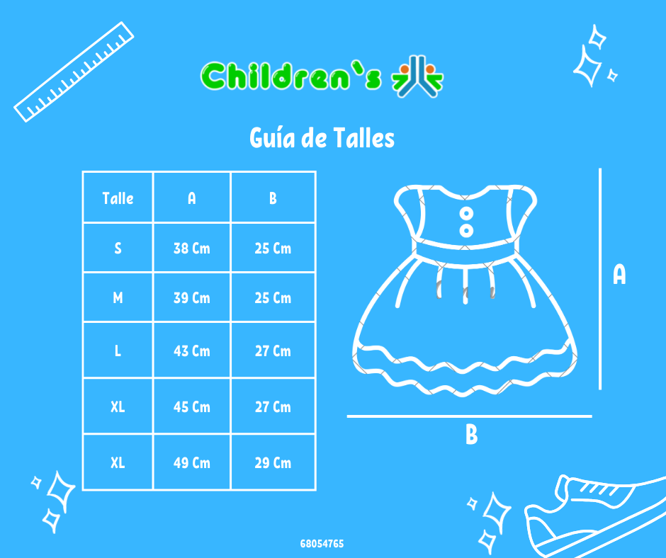 Guia de talles Vestido Sin Mangas de Broderie Con aplique de Flor