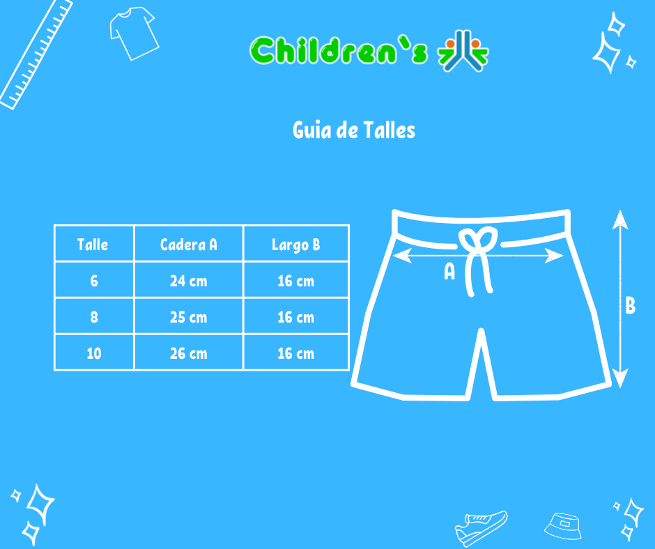 Guia de talles Malla de Baño Short de Lycra Estampado Con Robots