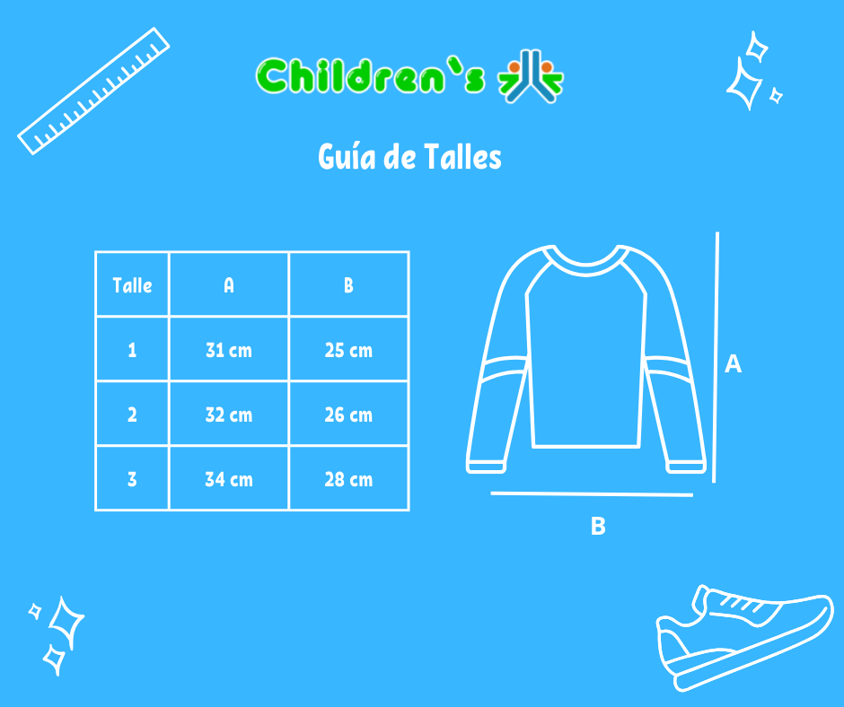 Guia de talles Remera Rayada Manga Larga Varon