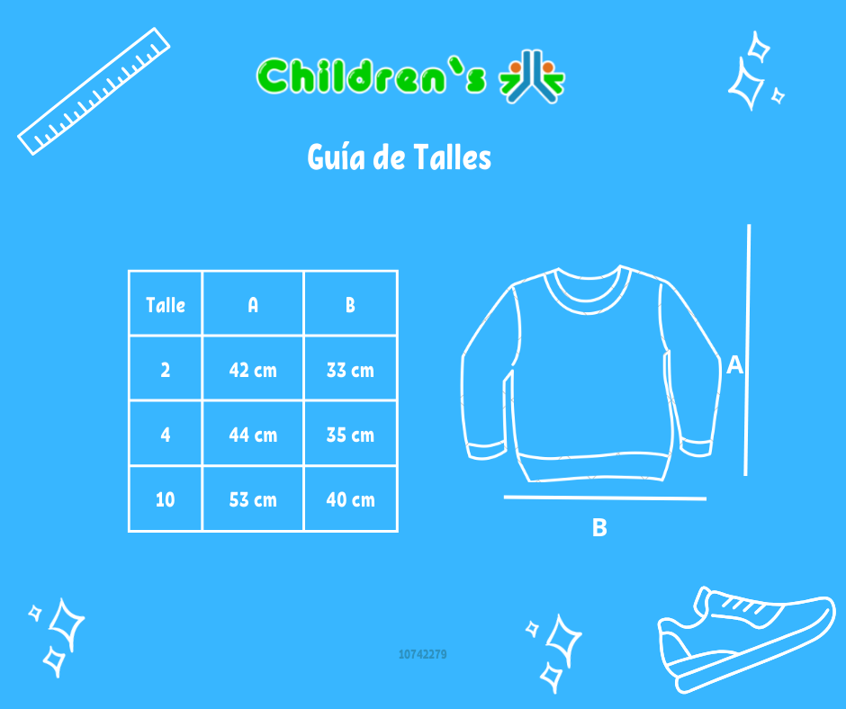 Guia de talles Buzo Sin Capucha Estampado Animal Print Con Glitter