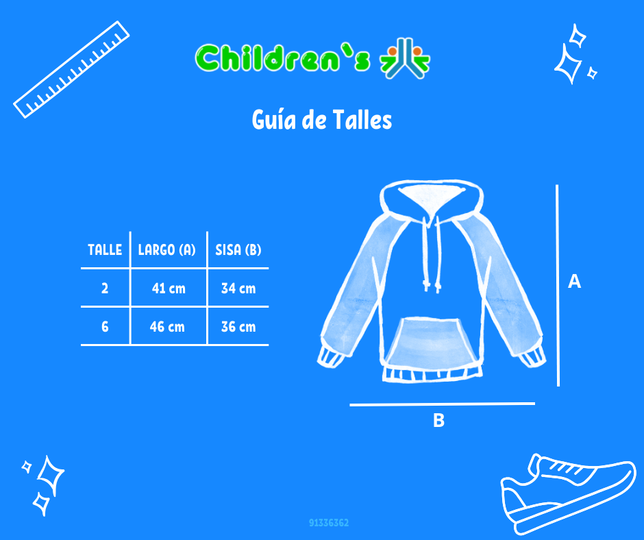 Guia de talles Buzo Con Capucha Frizado Con Flores Estampadas